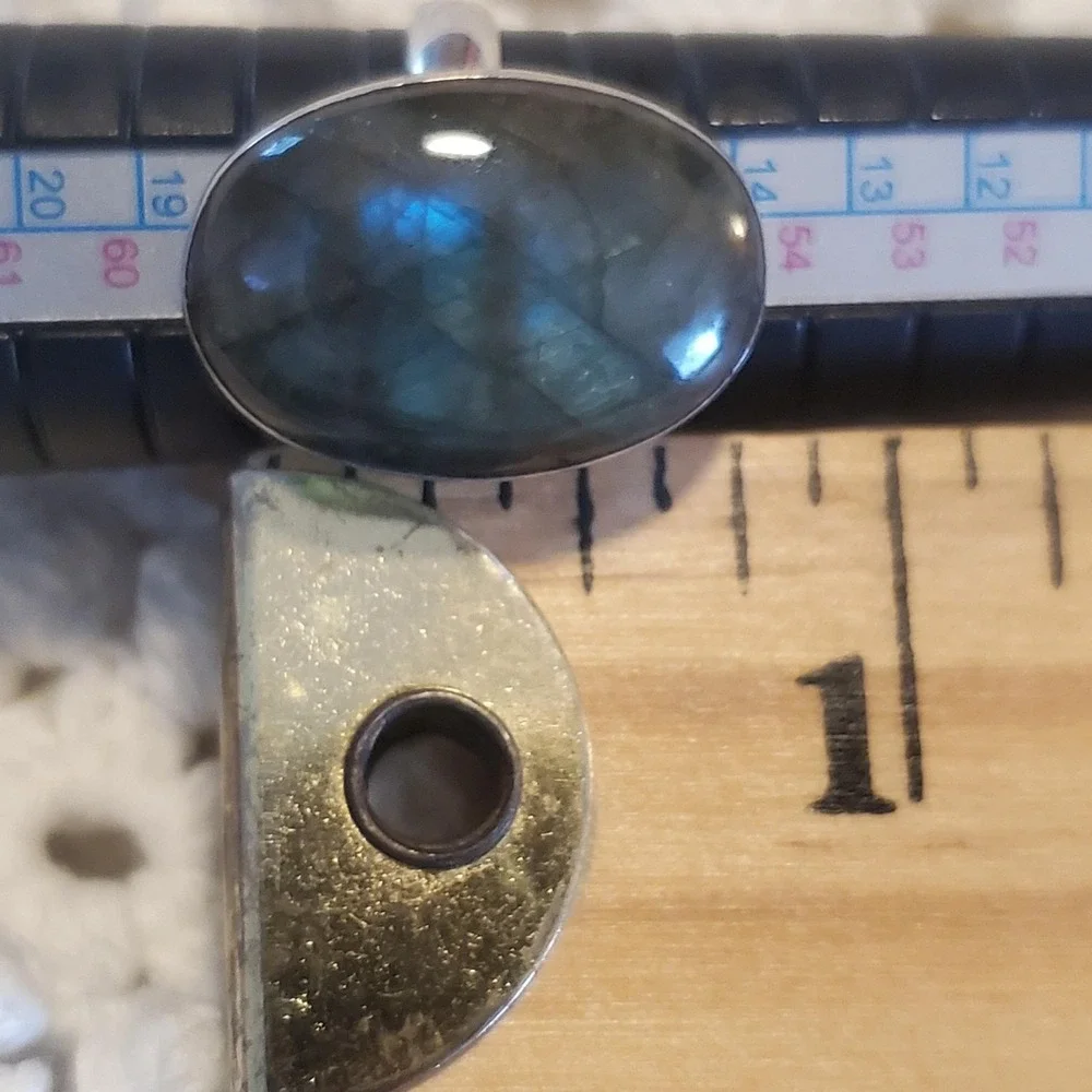 Sterling Silver 925 Labradorite Oval Cabochon Statement Ring 8 Boho Handmade Blu - Picture 7 of 8